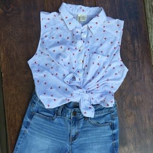 White Cherry Print Tank top